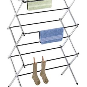 Whitmor 11-Bar Folding Clothes Top Shelf-Indoor and Outdoor-Chrome Drying Rack, 9 Hanging