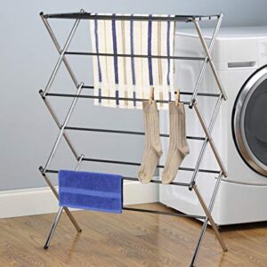 Whitmor 11-Bar Folding Clothes Top Shelf-Indoor and Outdoor-Chrome Drying Rack, 9 Hanging