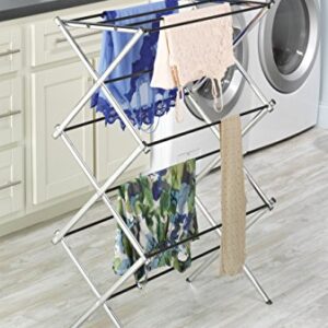 Whitmor 11-Bar Folding Clothes Top Shelf-Indoor and Outdoor-Chrome Drying Rack, 9 Hanging