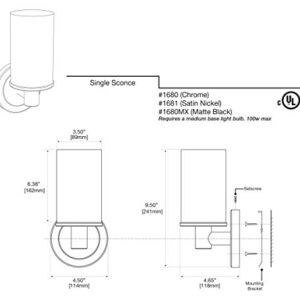 Gatco 1680 Latitude II Single Sconce, Chrome