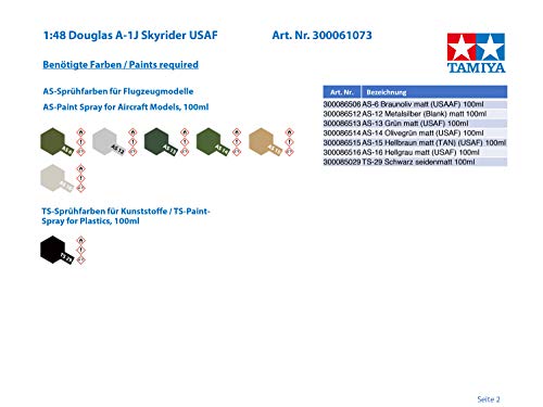 Tamiya 61073 1/48 Douglas A-1J Skyraider USAF Plastic Model Airplane Kit