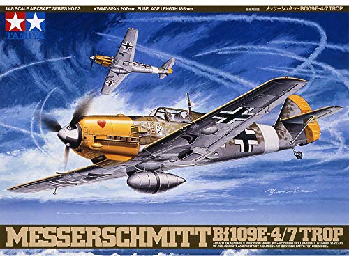 TAMIYA 300061063 – 1: 48 WWII Model Set Messerschmitt BF109E-4/7 Trop