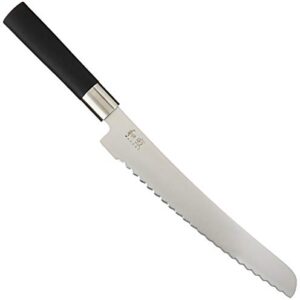 Kai Wasabi Bread Knife 9”, Wide Serrations are Gentle on Bread, Comfortable Handle Offers Secure Grip in Wet Conditions, Serrated Kitchen Knife