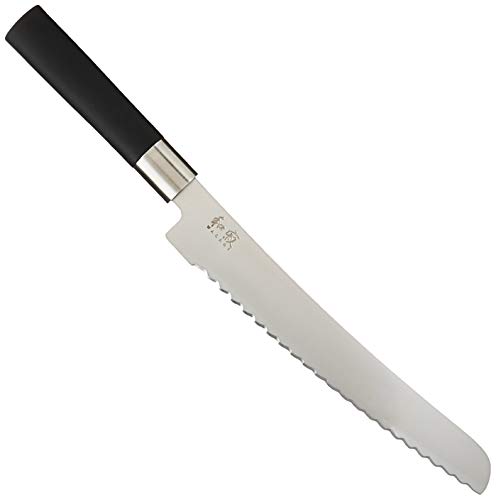 Kai Wasabi Bread Knife 9”, Wide Serrations are Gentle on Bread, Comfortable Handle Offers Secure Grip in Wet Conditions, Serrated Kitchen Knife