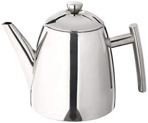 frieling 18/8 stainless steel teapot with infuser, tea warmer with teapot infuser for loose tea, 34 ounces