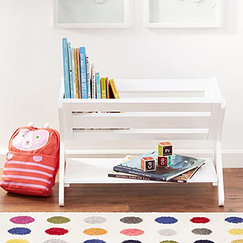 Lipper International Kids' Book Caddy with Shelf, White