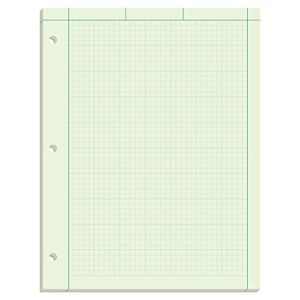 tops engineering computation pad, 8-1/2″ x 11″, glue top, 5 x 5 graph rule on back, green tint paper, 3-hole punched, 100 sheets (35500)