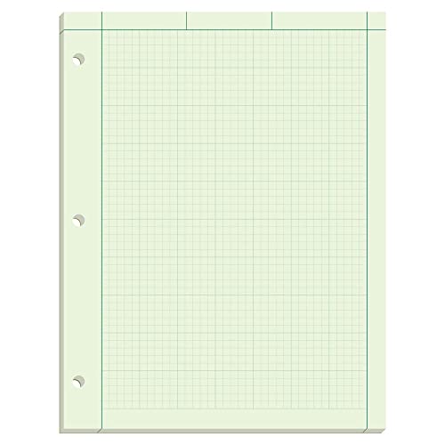 TOPS Engineering Computation Pad, 8-1/2" x 11", Glue Top, 5 x 5 Graph Rule on Back, Green Tint Paper, 3-Hole Punched, 100 Sheets (35500)