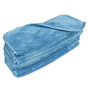 eurow double density microfiber soft fluffy absorbent shag towels scratchless cleaning drying detailing 700gsm 12 x 16 inches 10 pack