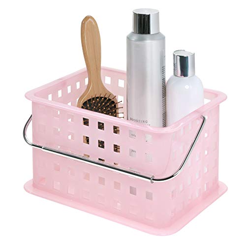 iDesign Spa BPA-Free Plastic Small Stackable Basket with Handle - 9.25" x 7" x 5", Blush