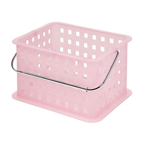 iDesign Spa BPA-Free Plastic Small Stackable Basket with Handle - 9.25" x 7" x 5", Blush