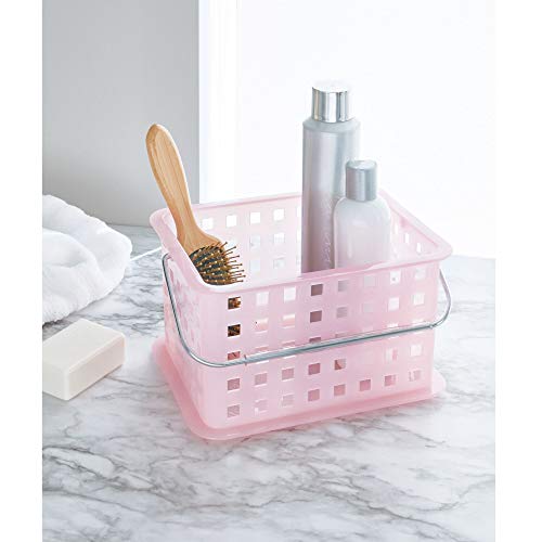 iDesign Spa BPA-Free Plastic Small Stackable Basket with Handle - 9.25" x 7" x 5", Blush