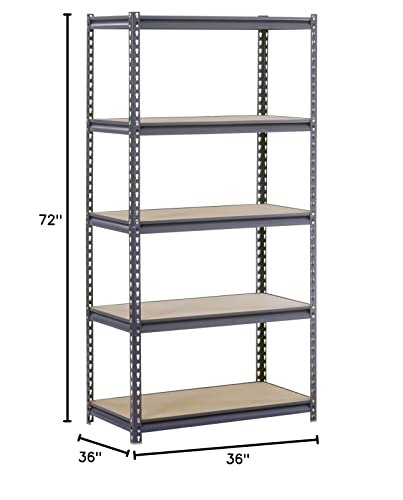 Edsal UR2436 Industrial Gray Heavy Duty Steel Boltless Shelving Storage Rack, 1800 Capacity, 36" Width x 72" Height x 24" Depth