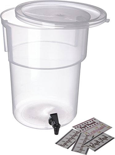 CFS Plastic Round Beverage Dispenser, 5 Gallons, Translucent