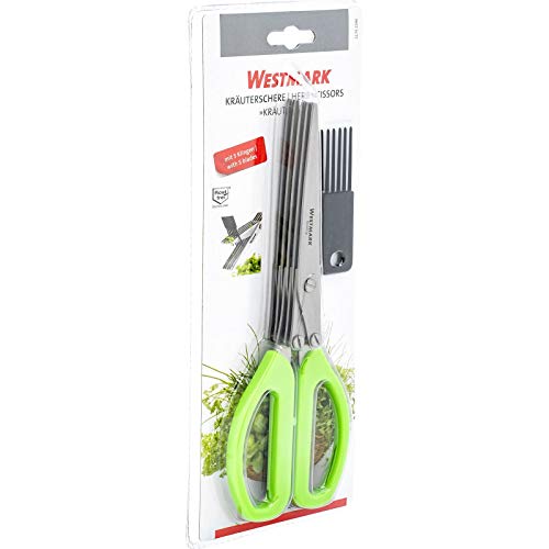 Westmark Germany Stainless Steel 5-Blade Herb Scissors with Cleaning Comb (Green)