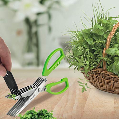 Westmark Germany Stainless Steel 5-Blade Herb Scissors with Cleaning Comb (Green)