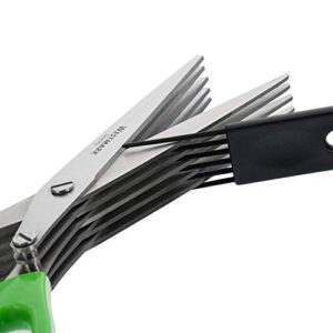 Westmark Germany Stainless Steel 5-Blade Herb Scissors with Cleaning Comb (Green)