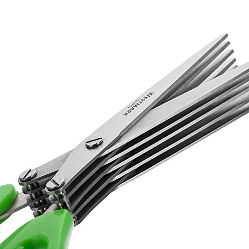 Westmark Germany Stainless Steel 5-Blade Herb Scissors with Cleaning Comb (Green)