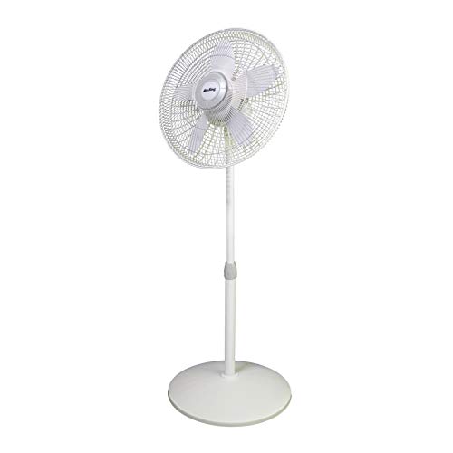 Air King 9119 18-Inch 3-Speed Commercial Grade Adjustable Oscillating Pedestal Fan, 1/20-Horsepower, White