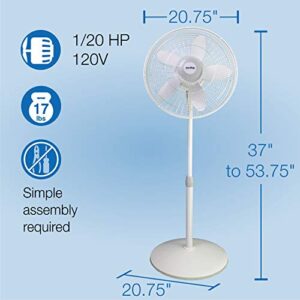 Air King 9119 18-Inch 3-Speed Commercial Grade Adjustable Oscillating Pedestal Fan, 1/20-Horsepower, White