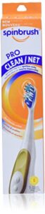 spinbrush pro clean battery powered toothbrush, soft bristles, 1 count, gold or blue color may vary