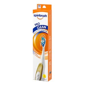 Spinbrush PRO CLEAN Battery Powered Toothbrush, Soft Bristles, 1 Count, Gold or Blue Color May Vary