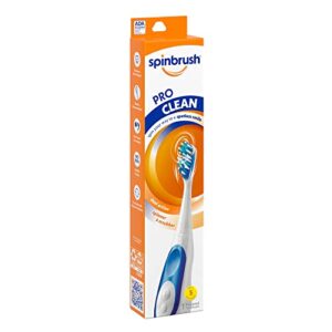 Spinbrush PRO CLEAN Battery Powered Toothbrush, Soft Bristles, 1 Count, Gold or Blue Color May Vary