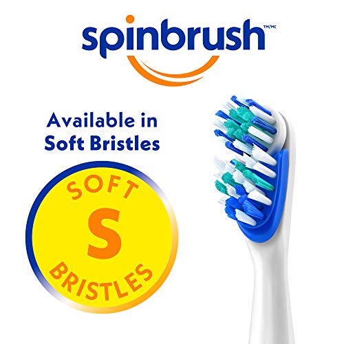 Spinbrush PRO CLEAN Battery Powered Toothbrush, Soft Bristles, 1 Count, Gold or Blue Color May Vary