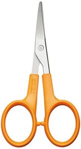 fiskars embroidery curved, length: 10 cm, for right- and left-handed users, stainless steel blade/plastic handles, orange, classic, 1005144