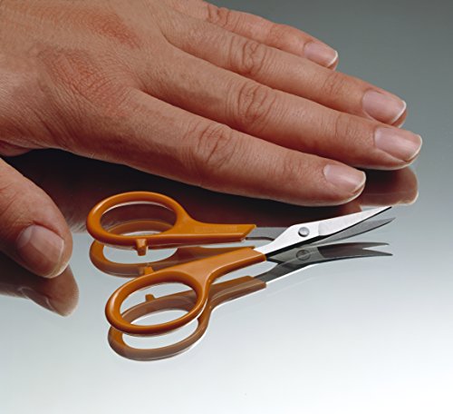 Fiskars Embroidery Curved, Length: 10 cm, For Right- and Left-handed Users, Stainless Steel Blade/Plastic Handles, Orange, Classic, 1005144