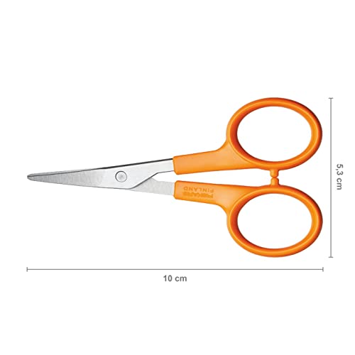 Fiskars Embroidery Curved, Length: 10 cm, For Right- and Left-handed Users, Stainless Steel Blade/Plastic Handles, Orange, Classic, 1005144