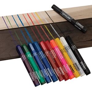 DIXON Industrial Lumber Marking Crayons, 4.5" x 1/2" Hex, Black, 12-Pack (49400)