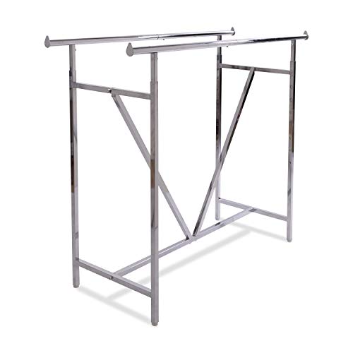 Econoco - Adjustable Heavy Duty Double Bar, Retail Clothing Rack, Rectangular Hangrail Rack w/V-Brace