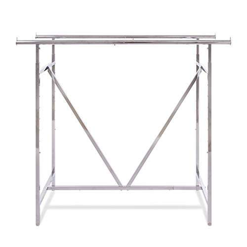 Econoco - Adjustable Heavy Duty Double Bar, Retail Clothing Rack, Rectangular Hangrail Rack w/V-Brace