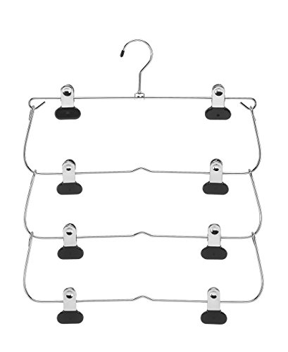 Whitmor 4-Tier Folding Skirt Hanger Chrome / Black