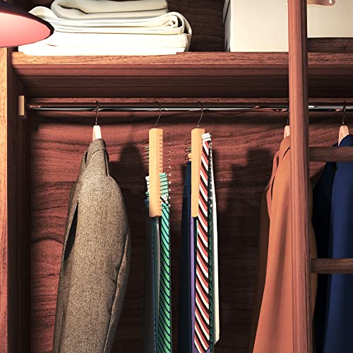 HANGERWORLD Wooden Tie Hanger Space Saving for up to 20 Belts and Ties Organizer