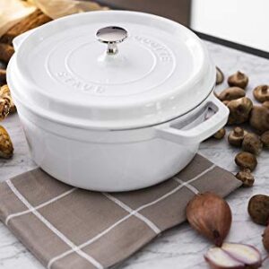 Staub Cast Iron 4-qt Round Cocotte - White, Made in France