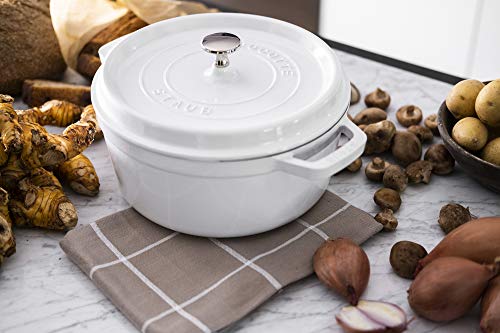 Staub Cast Iron 4-qt Round Cocotte - White, Made in France