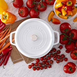 Staub Cast Iron 4-qt Round Cocotte - White, Made in France