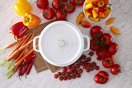 Staub Cast Iron 4-qt Round Cocotte - White, Made in France