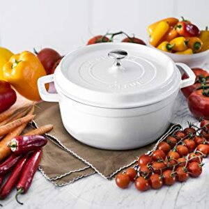 Staub Cast Iron 4-qt Round Cocotte - White, Made in France