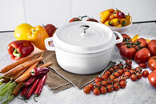 Staub Cast Iron 4-qt Round Cocotte - White, Made in France