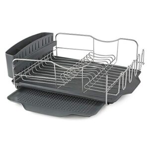 polder kth-615 dish rack & tray 4 pc combo– advantage system includes rack, drain tray, removable drying tray & cutlery holder – stainless steel & plastic