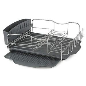 Polder KTH-615 Dish Rack & Tray 4 PC Combo– Advantage System Includes Rack, Drain Tray, Removable Drying Tray & Cutlery Holder – Stainless Steel & Plastic