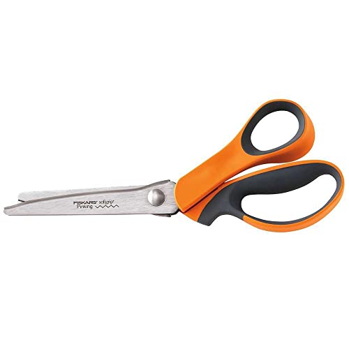 Fiskars 8" Softgrip Pinking Scissors,Orange,9.5" long