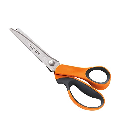 Fiskars 8" Softgrip Pinking Scissors,Orange,9.5" long