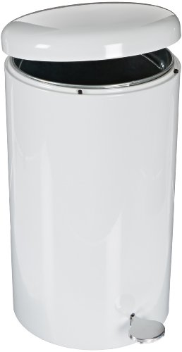 WITT 2270WH Stainless Steel Step On Can Biohazard Waste Container with Galvanized Liner, 7gal Capacity, 11" Diameter x 21" Height, White