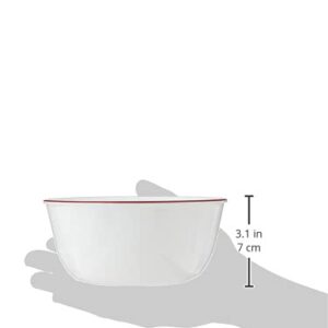 Corelle Vitrelle 28-Oz Bowl, Triple Layer Glass and Chip Resistant, Easy-to-Clean, Lightweight Round Bowl, Red Rim Band