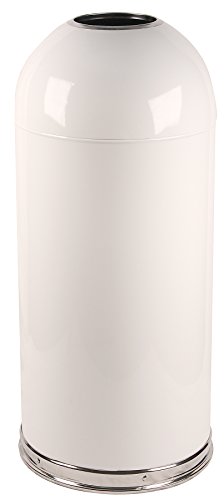 Witt Industries 415DTWH Steel 15-Gallon Standard Open Top Indoor Waste Receptacle with Galvanized Liner, Round, 15" Diameter x 35" Height, White