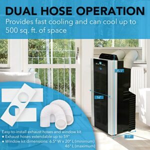 Whynter ARC-14S 14,000 BTU Dual Hose Portable Air Conditioner with Dehumidifier and Fan for Rooms Up to 500 Square Feet, Includes Activated Carbon Filter & Storage Bag, Platinum/Black, AC Unit Only